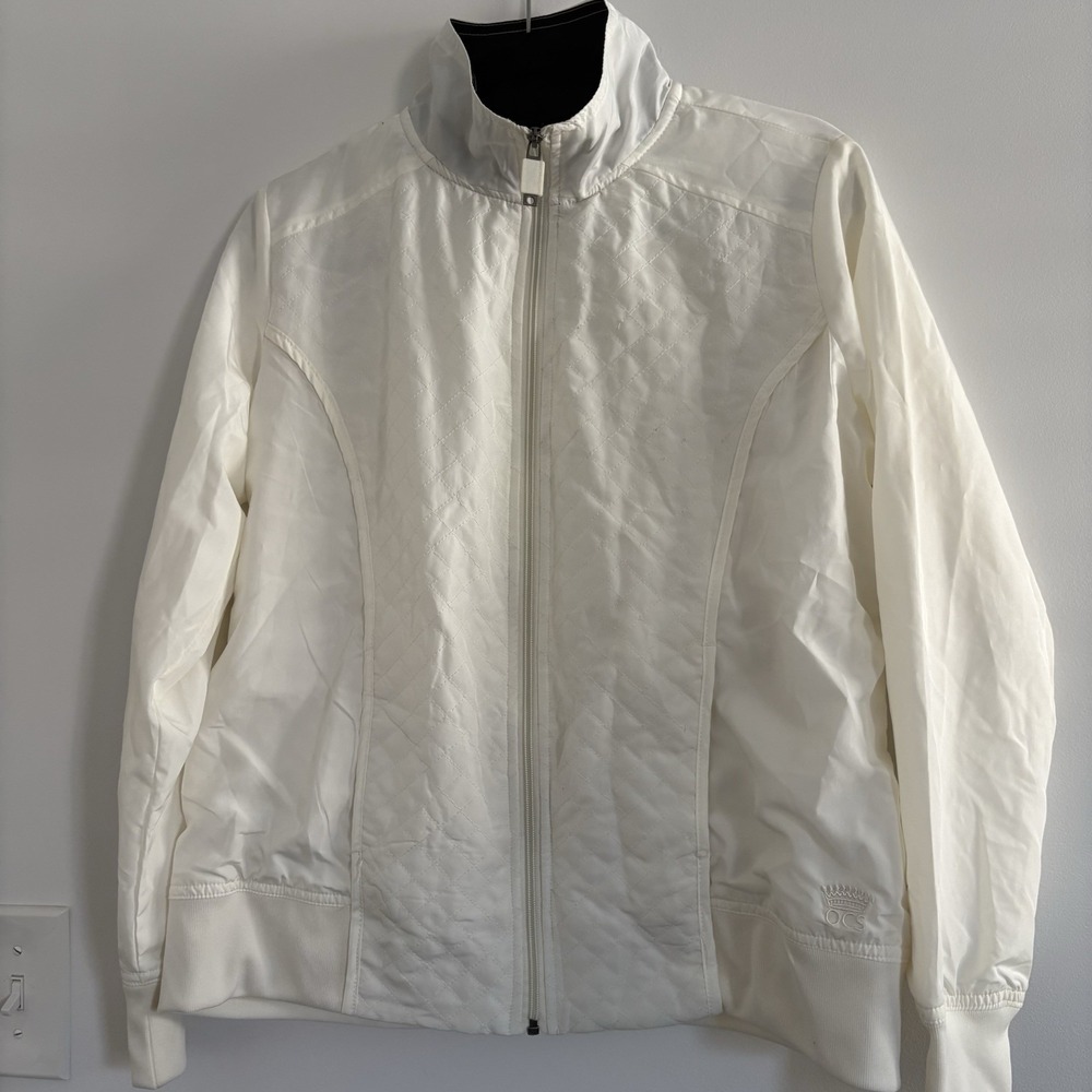 Oleg Cassini Sports Women's Ivory/Off White Zip Up Jacket SzM Casual Street Wear